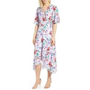 Nordstrom Bobeau Floral Wrap Dress in Lavender Size Medium